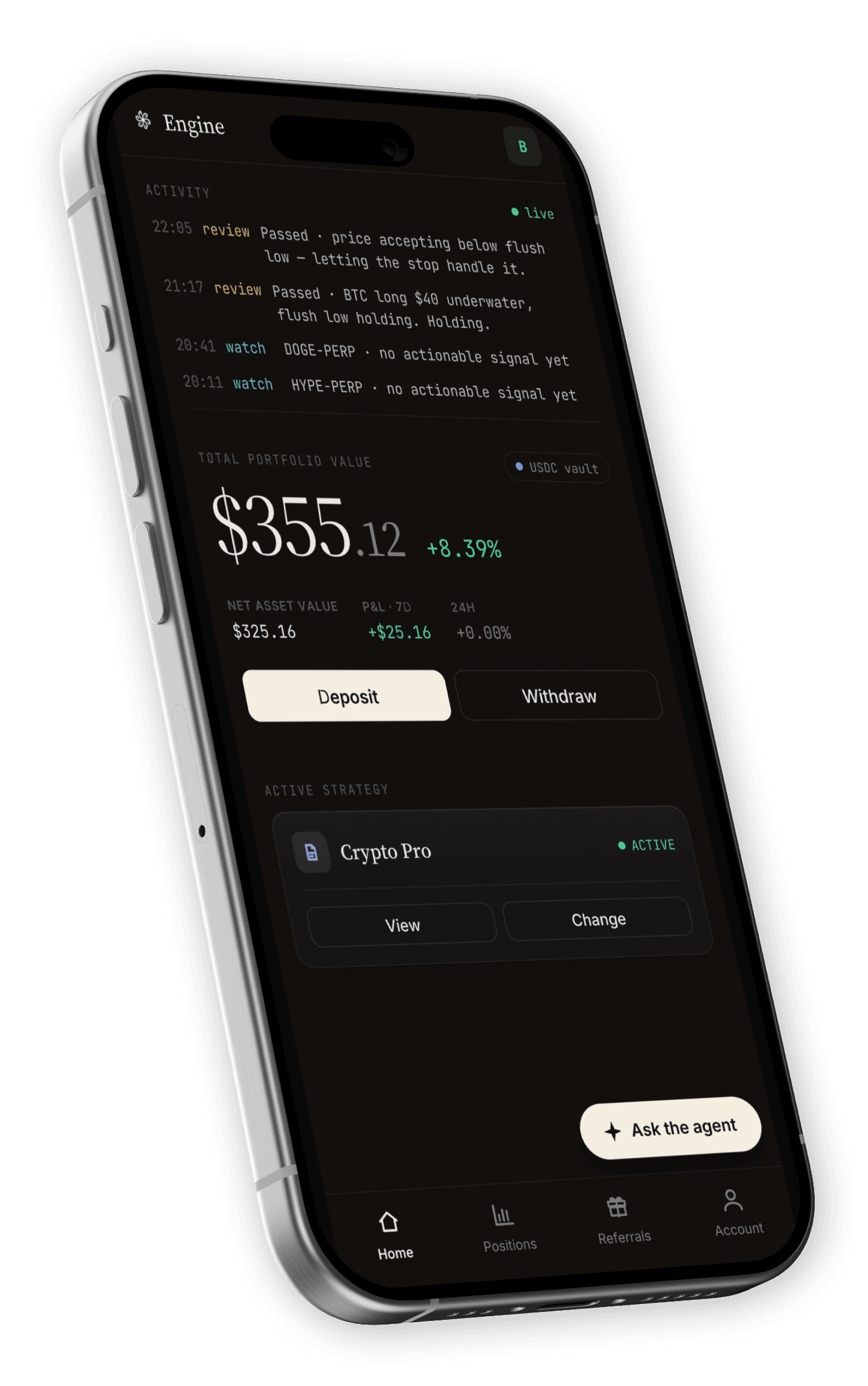 Engine trading dashboard