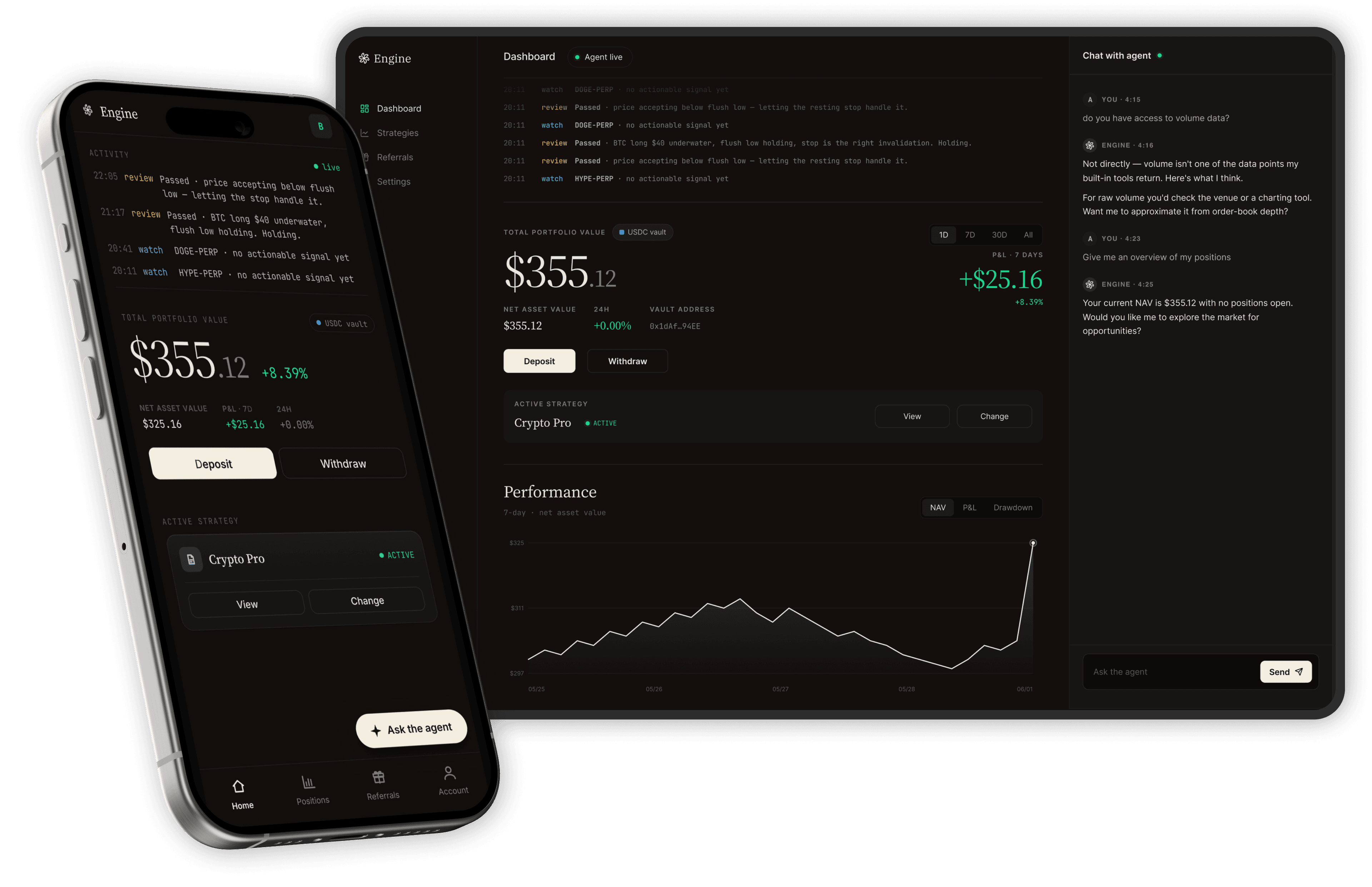 Engine trading dashboard